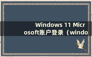 Windows 11 Microsoft账户登录（windows Microsoft账户无法登录）